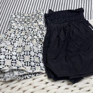 Stylish Black and Patterned Women's Athletic Shorts